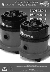 NaceCare NVH380 PSP200 / 380 Owners Manual