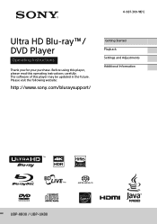 Sony UBP-X800 Operating Instructions