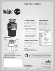 InSinkErator Badger 900 Specifications