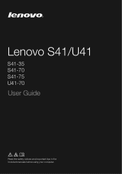 Lenovo S41-70 Laptop (English) User Guide - Lenovo S41-70, U41-70