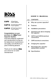 Boss Audio CAP18 User Manual in English