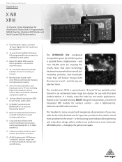Behringer XR18 Product Information Document