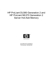 HP ML570 HP ProLiant DL580 Generation 2 Server and HP ProLiant ML570 Generation 2 Server Hot-Add Memory