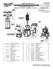 Milwaukee Tool M18 RADIUS Site Light Service Parts List