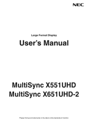 NEC X551UHD Users Manual