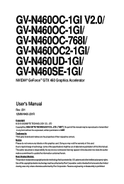 Gigabyte GV-N460UD-1GI Manual