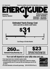 KitchenAid KDTE704DSS Energy Guide