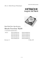 Hitachi HTS722020K9SA00 Specifications