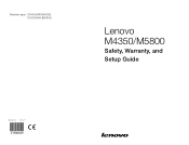 Lenovo M5800 Lenovo M4350/M5800 - H61 Safety, Warranty, and Setup Guide