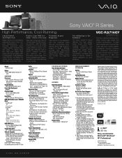 Sony VGC-RA716G Marketing Specifications (VGC-RA716GY)