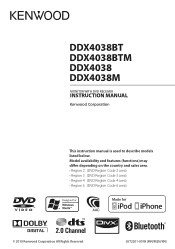 Kenwood DDX4038BTM User Manual