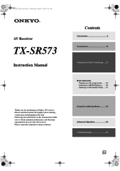 Onkyo TX-SR573 Owner Manual