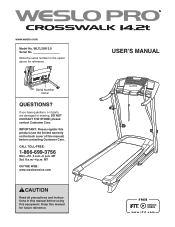 Weslo Pro Crosswalk 14.2t Treadmill English Manual