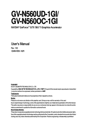 Gigabyte GV-N560UD-1GI Manual