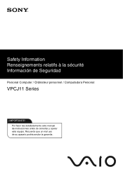 Sony VPCJ11CFX Safety Information