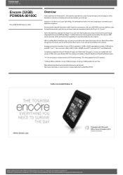 Toshiba Encore PDW09A-00100C Detailed Specs for Tablet Encore PDW09A-00100C AU/NZ; English