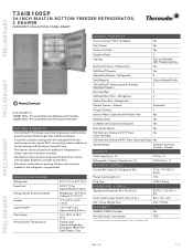 Thermador T36IB100SP Product Specification Sheet