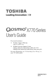 Toshiba Qosmio X775-SP7160M User Guide