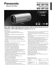 Panasonic WV-SP105 WV-SP102/WV-SP105 Series Cameras Data Sheet