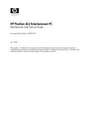 HP Pavilion dv3-2100 HP Pavilion dv3 Entertainment PC - Maintenance and Service Guide