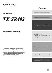 Onkyo TX-SR403 User Manual English