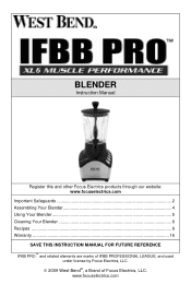 WestBend IFBBPRO Instruction Manual