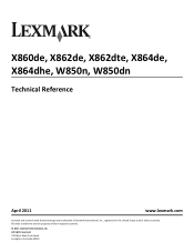 Lexmark X860 Technical Reference