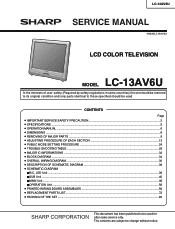 Sharp LC-13AV6U Service Manual
