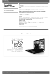 Toshiba Tecra R840 PT429A-005004 Detailed Specs for Tecra R840 PT429A-005004 AU/NZ; English
