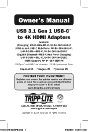 Tripp Lite U44406NH4GUSC Owners Manual for USB 3.1 Gen 1 USB-C tm to 4K HDMI Adapters Multi-language