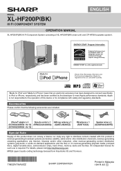 Sharp XL-HF200P XL-HF200P Operation Manual