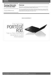 Toshiba Portege R30 PT341A Detailed Specs for Portege R30 PT341A-0CT00V AU/NZ; English