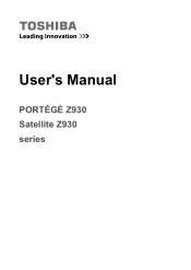 Toshiba Satellite Z930 PT23LC Users Manual Canada; English