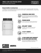 Maytag MEDP585G Feature Sheet