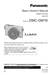 Panasonic DMC-GM1 Basic Owners Manual US
