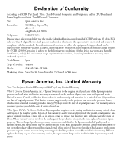 Epson V11H285420 Warranty Statement