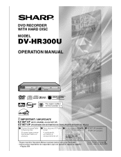 Sharp DV-HR300U DV-HR300U Operation Manual