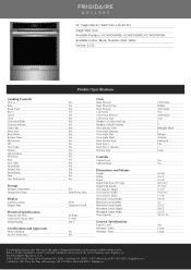 Frigidaire GCWS2438AW Product Specifications Sheet