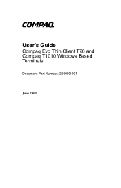 HP Evo Thin Client t20 User's Guide - Compaq Evo Thin Client T20 and Compaq T1010 Windows Based Terminals