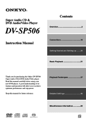Onkyo DV-SP506 Owner Manual
