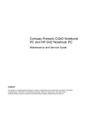 HP Presario CQ40 Compaq Presario CQ42 Notebook PC and HP G42 Notebook PC - Maintenance and Service Guide