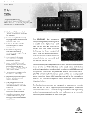 Behringer XR16 Product Information Document