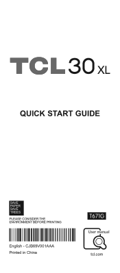 TCL 30 XL Quick Starter Guide- English and Spanish