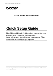 Brother International HL1060 Quick Setup Guide - English