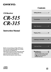 Onkyo CS-315 CR-315 User Manual English