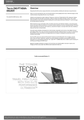 Toshiba Z40 PT459A-00U001 Detailed Specs for Tecra Z40 PT459A-00U001 AU/NZ; English
