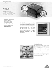 Behringer POWER SUPPLY PSU6-JP Product Information