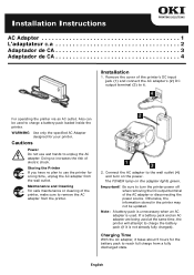 Oki LP441s LP440 LP441 AC Adapter Instructions (English, Fran栩s, Espa?ol, Portugu鱩