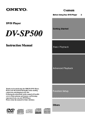 Onkyo DV-SP500 Owner Manual
