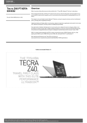 Toshiba Tecra Z40 PT45FA-00H002 Detailed Specs for Tecra Z40 PT45FA-00H002 AU/NZ; English